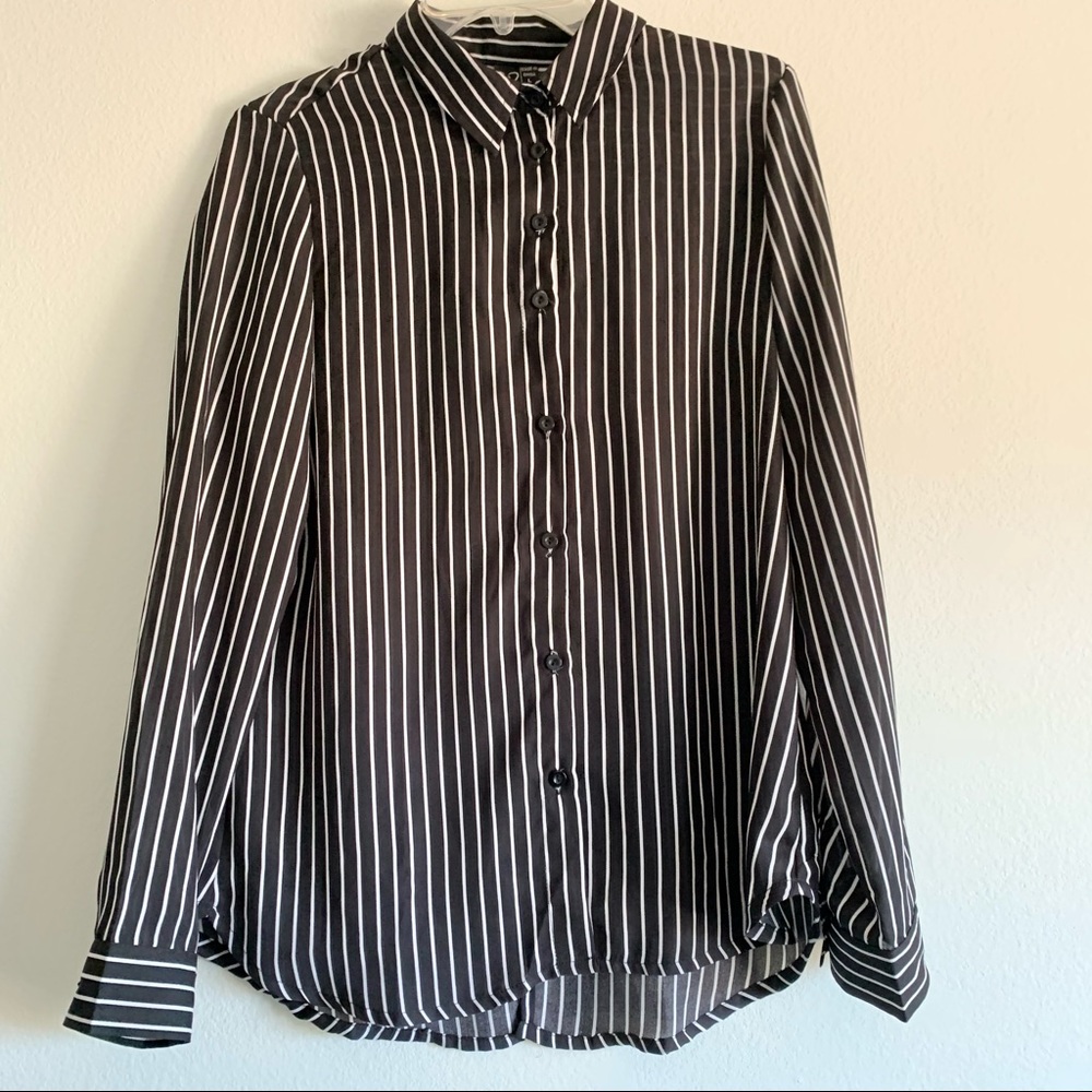 Black & white striped button down shirt open back